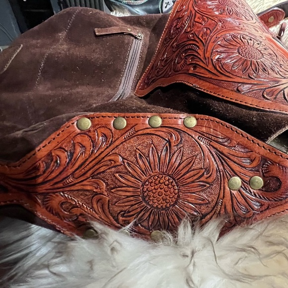 AMERICAN DARLING conceal carry crossbody bag hand tooled tourqoise stone RTL 495 - Picture 11 of 13